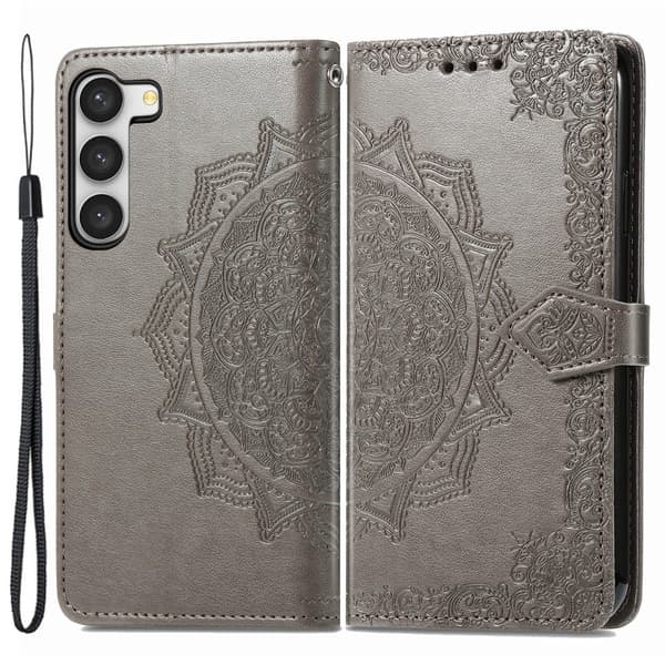 Mandala Samsung Galaxy S23 Plus Flip Etui - Grå