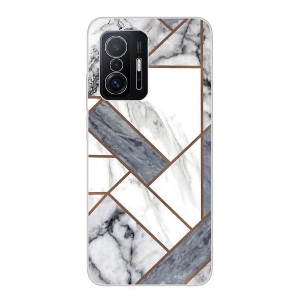 Marble Xiaomi 11T / 11T Pro Etui - Grå / Hvid Marmor Tile
