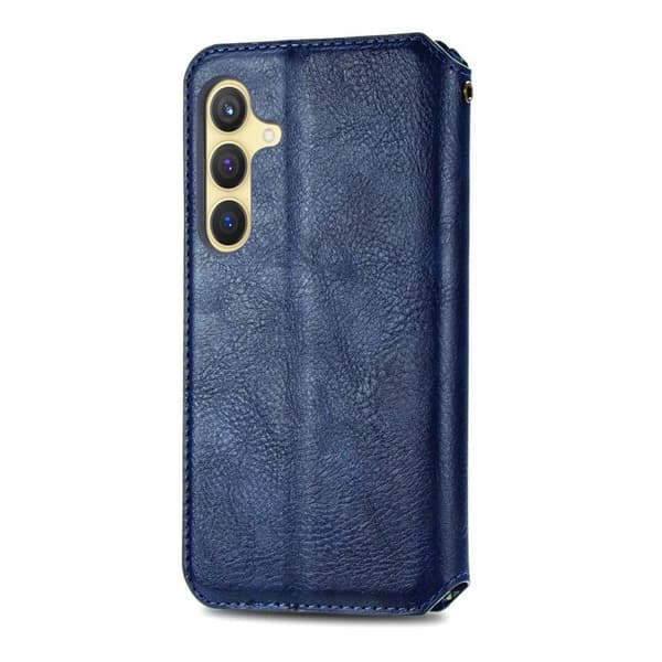 Läder Samsung Galaxy S24 Plus fodral med romb-design - Blå