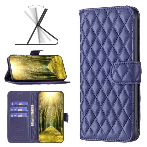 Rhombus mat Nokia G22 flip etui - Blå