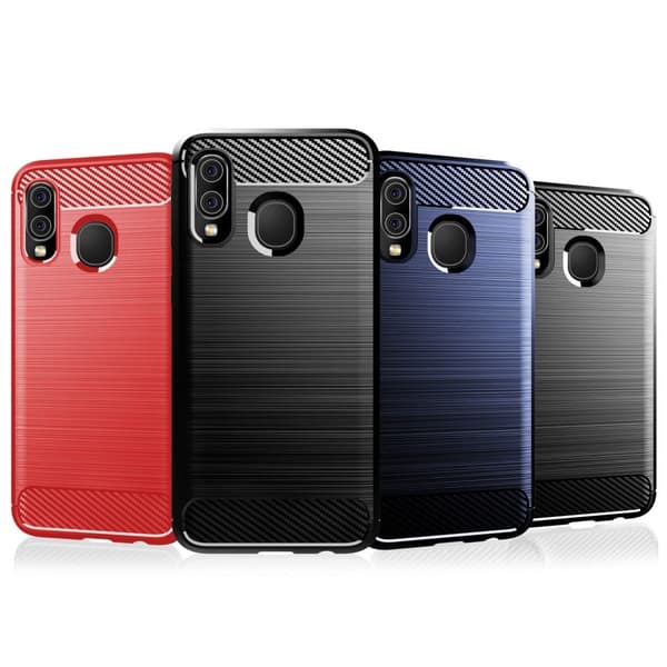 Carbon Flex Suojakotelo Samsung Galaxy A40 - Punainen