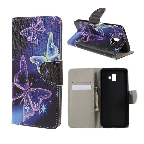 Samsung Galaxy J6 Plus (2018) kryds tekstur læder flip etui - Sommerfugle