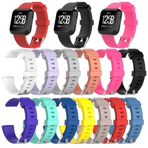 Fitbit Versa blød TPE urrem - Størrelse: L / Sort