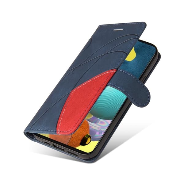 Tekstureret Læder Etui med Strop Til Samsung Galaxy A51 - Blå