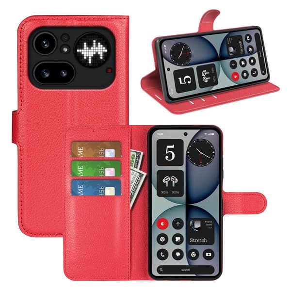 Klassisk Nothing Phone (4a) Pro flip etui - Rød