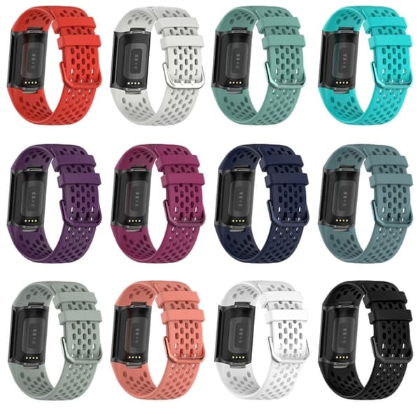 Fitbit Charge 5 pustende klokkerem i silikon - Vinrød