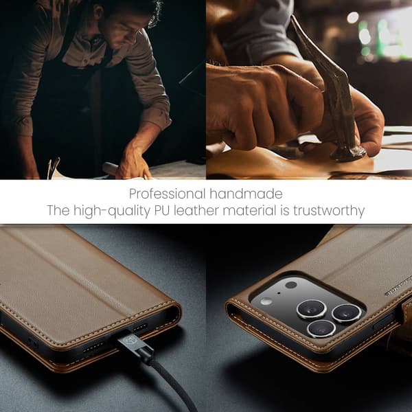 CaseMe iPhone 17 Pro smooth etui - Brun