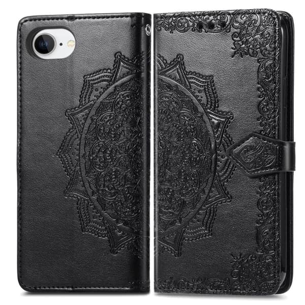 Mandala iPhone 16e læderetui - Sort