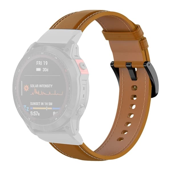 22 mm urrem i ægte læder til Garmin-ur - Lysebrun