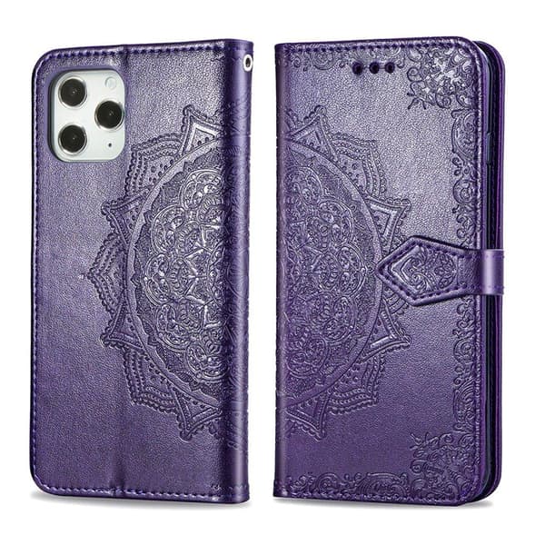 Mandala iPhone 12 Pro Max læderetui - Lilla