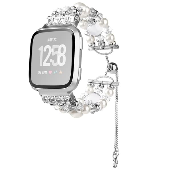 Fitbit Versa 2 / Versa lite / Versa fasjonable klokkerem i perlestil - Hvit