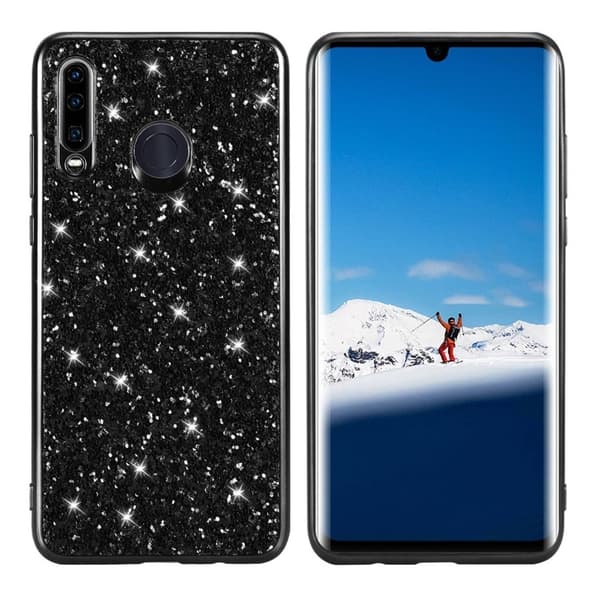 Glitter Huawei P30 Lite kuoret - Musta