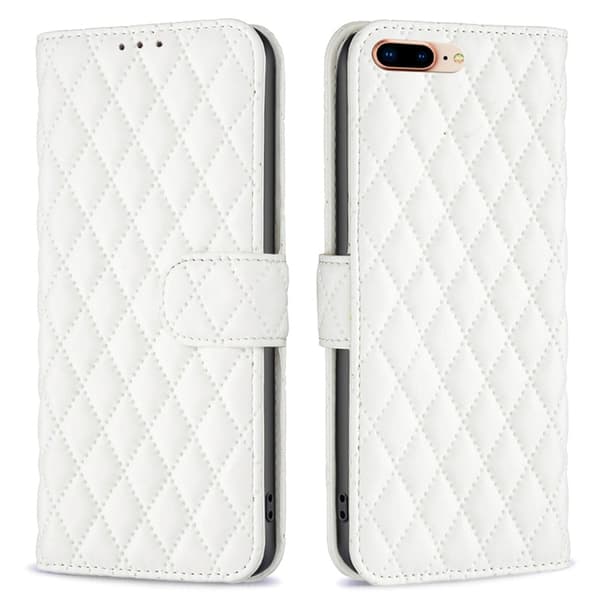 Rhombus mat iPhone 7 Plus flip etui - Hvid