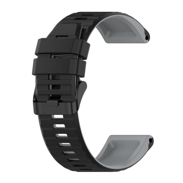 22mm kaksivärinen silikoninen kellohihna Garmin-kelloon - Musta / Harmaa