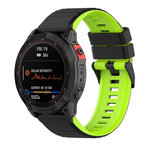 22 mm dobbeltfarvet silikoneurrem til Garmin-ur - Sort / Lime