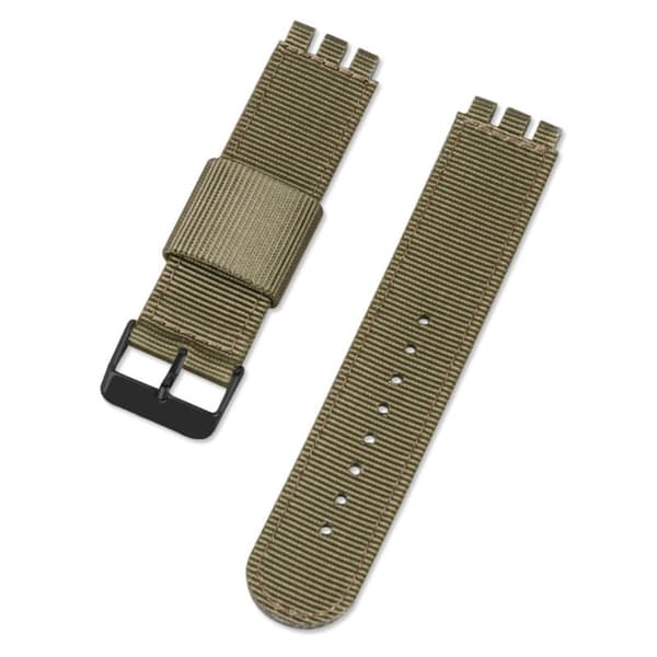 19mm Universal nylon + canvas urrem i sort spænde - Militærgrøn