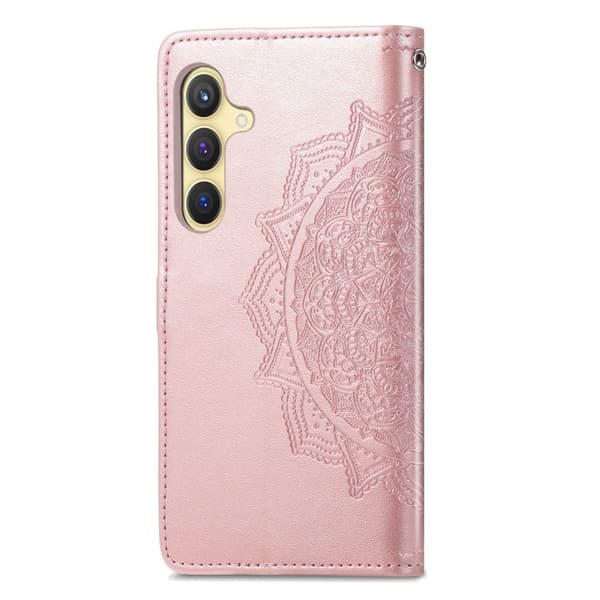 Mandala Samsung Galaxy S24 etui i lær - Rose Gull