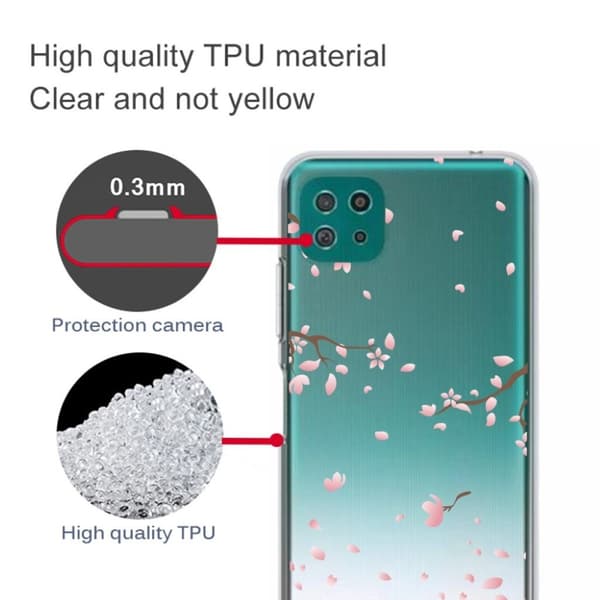 Deco Samsung Galaxy A22 5G Etui - Lyserød blomst