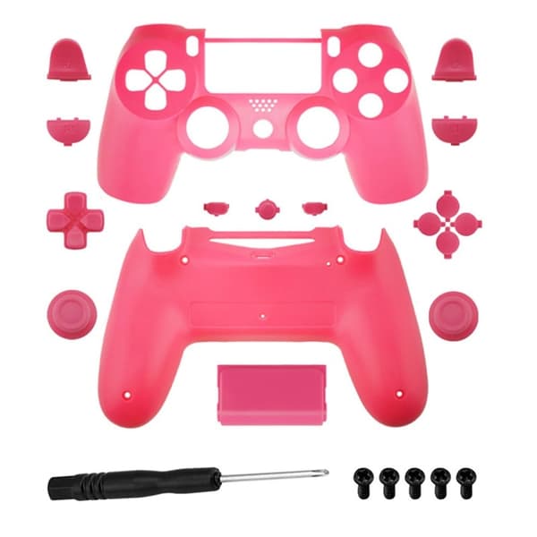 DATA FROG JDM-040 Sony PS4 Slim Game Console Plastic Protective Shell Button Cover Set - Lyserød