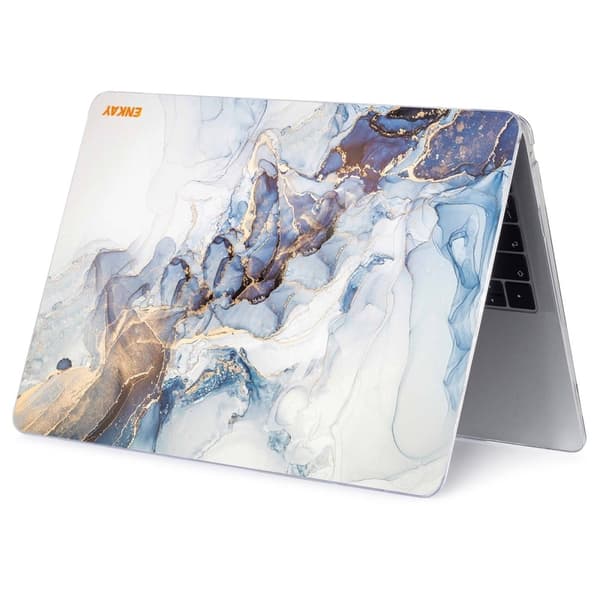 HAT PRINCE MacBook Pro 16 (A2141) cover med streamer-lysmønster - Blålig Hvid Og Gyldne Gløder