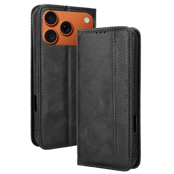 iPhone 17 Pro læderetui med pung - Sort