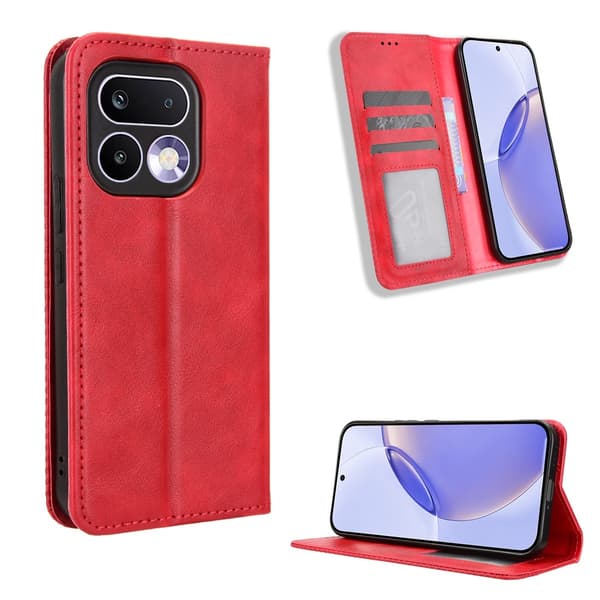 Realme 16 Pro Plus nahkainen lompakokkotelo - Punainen