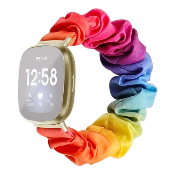 Fitbit Versa / Versa Lite elastisk klokkerem i stilig stoff - Regnbue