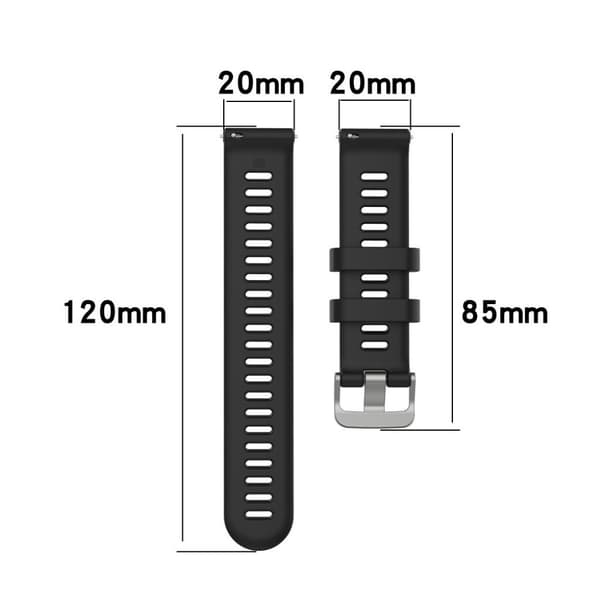 20 mm silikoneurrem med twill-struktur til Garmin Forerunner 158/55 - Sort
