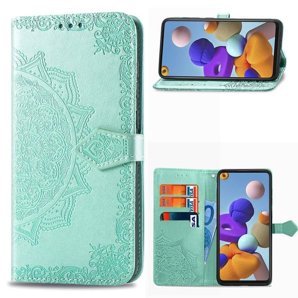 Mandala Samsung Galaxy A21s Flippetui - Cyan
