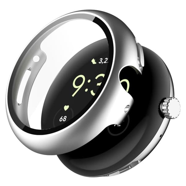 Google Pixel Watch-deksel med herdet glass - Sølv