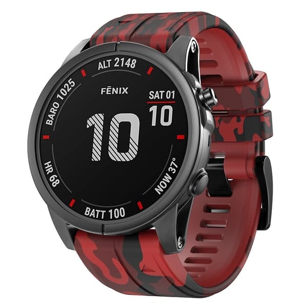 22 mm silikoneurrem til Garmin- og Coros-ure - Camouflage Rød