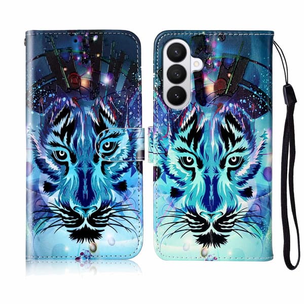 Samsung Galaxy S26 Case Pattern Leather Wallet Phone Cover with Strap - Wolf