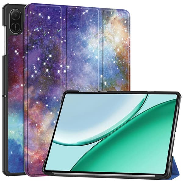 Honor Pad X8b-etui, trefoldig stativ, mønstertrykt lær-tabletdeksel - Galakse