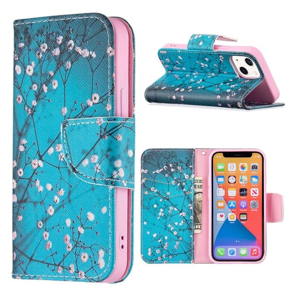 Wonderland iPhone 13 Mini flip-etui - Plommeblomst