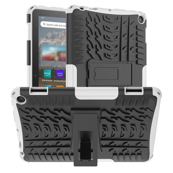 Dekkmønstret kickstand-etui for Amazon Fire 8 HD (2022) - Hvit