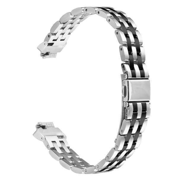 Fitbit Inspire HR / Inspire urrem Slim Five-Bead rustfrit stålrem - Sølv / Sort