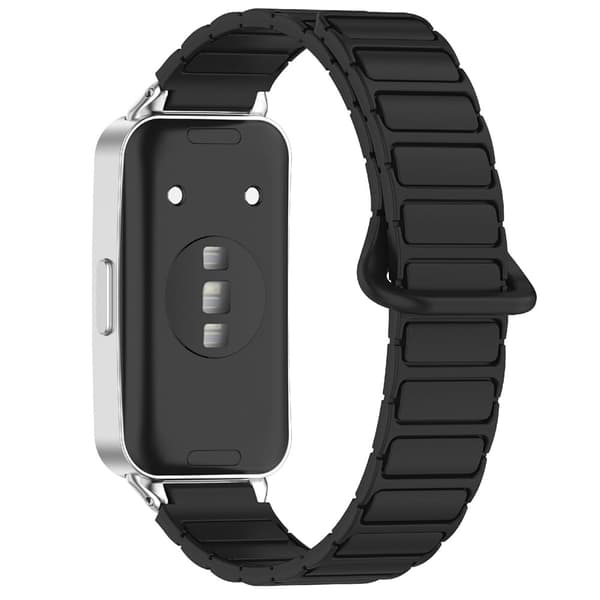 Huawei Band 10 / 9 / 8 Magnetisk silikonerem 3-perle design Erstatningsarmbånd - Sort