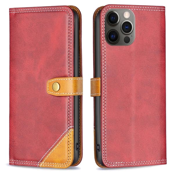 BINFEN tofarget læretui for iPhone 12 / iPhone 12 Pro - Rød