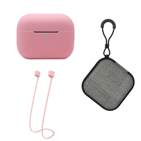 AirPods Pro 2 silikonetui med stropp og oppbevaringsboks - Rosa