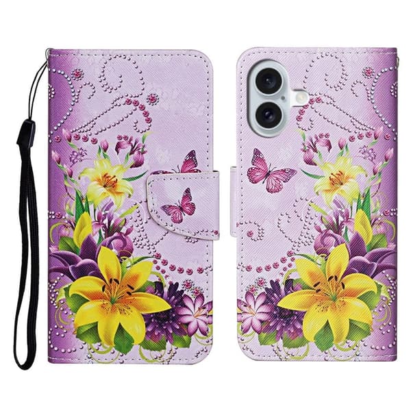 Wonderland iPhone 17 flip-etui - Gul Sommerfugl