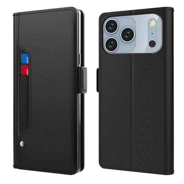 iPhone 17 Pro etui med makeup-spejl i smart design - Sort