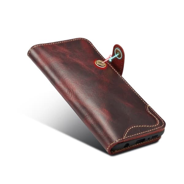 Samsung Galaxy S10 Plus ekte læretui - Wine Red