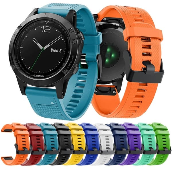 Garmin Fenix 7 justerbar silikonerem med sort spænde - Hvid