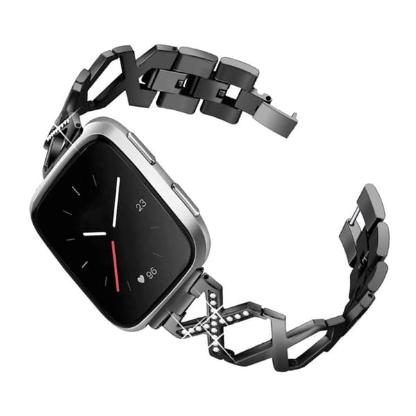 Fitbit Versa 2 / Versa Lite rhinestone luksusstil urrem i rustfrit stål - Sort
