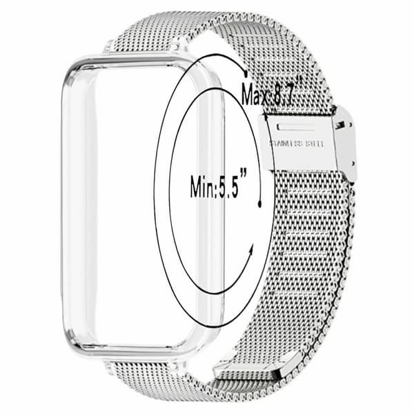 Honor Band 10 / 9 Erstatningsurrem Rustfrit stål Milanese Loop-rem med PC-etui - Sort / Sort