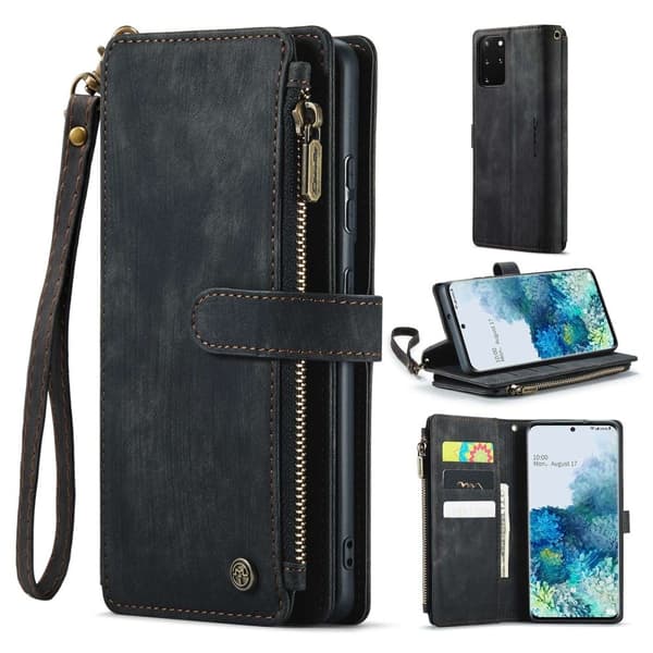 CaseMe Samsung Galaxy S20 Plus etui med lynlås og pung - Sort