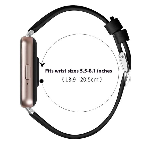 Samsung Galaxy Fit3 urrem sølvspænde slank læderrem - Sort