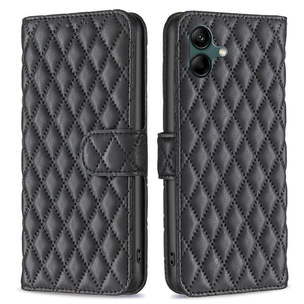 Rhombus mat Samsung Galaxy A04 flip etui - Sort