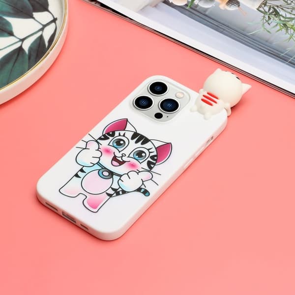 Cute 3d iPhone 14 Pro Suojakotelo - Kissa