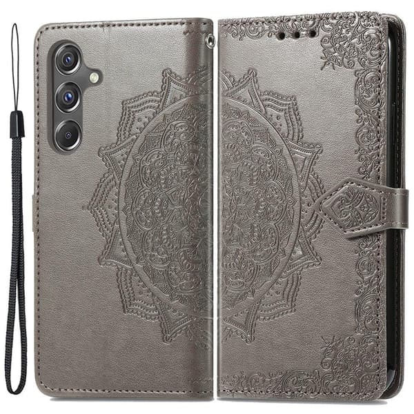 Mandala Samsung Galaxy A15 læderetui - Grå